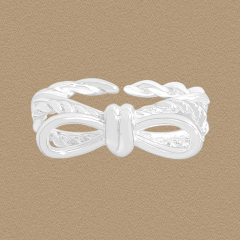 925 Sterlingsilber Schleife Offener Ring Für Damen Minimalistisch Koreanisch Luxus Design Zopfmuster Verstellbarer Fingerring Schmuck