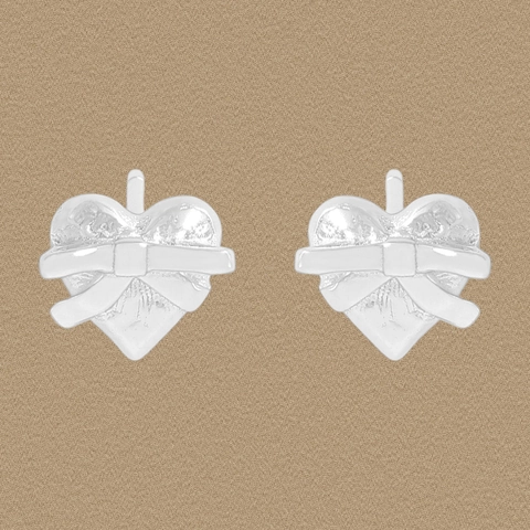 925 Sterlingsilber Herz Schleife Ohrstecker Für Damen Koreanisch Minimalistisch Romantisch Strass Schmuck Zubehör Silber Ohrringe