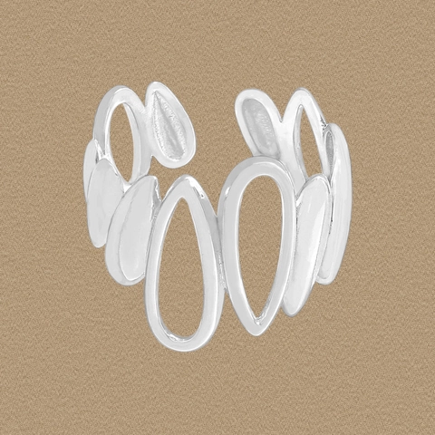 S925 Sterling Silver Irregular Water Drop Open Ring For Women Minimalist Hollow Geometric Adjustable Finger Ring Jewelry