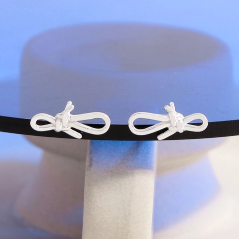 S925 Sterling Silber Schleife Ohrstecker Für Damen Minimalistische Schleifen Knoten Elegante Koreanische INS Stil Nische Design Silber Ohrringe
