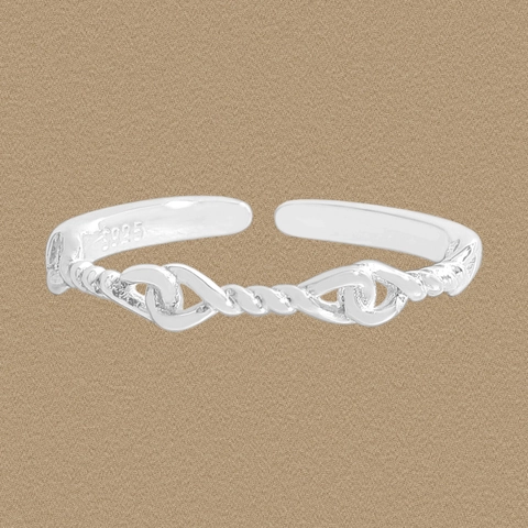 925 Sterling Silver Twisted Knot Open Ring For Women Minimalist Korean Style Light Luxury Adjustable Winding Rope Ring
