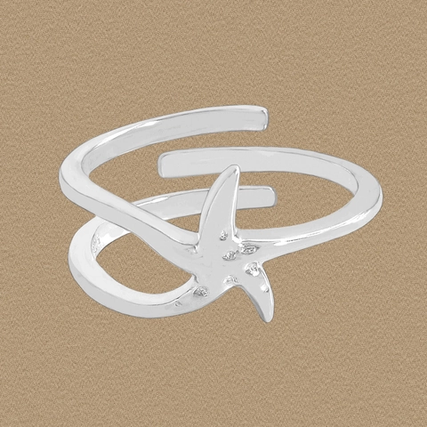 Minimalist 925 Sterling Silver Starfish Open Ring For Women Adjustable Rhinestone Sea Theme Fashion Jewelry Finger Ring Gift