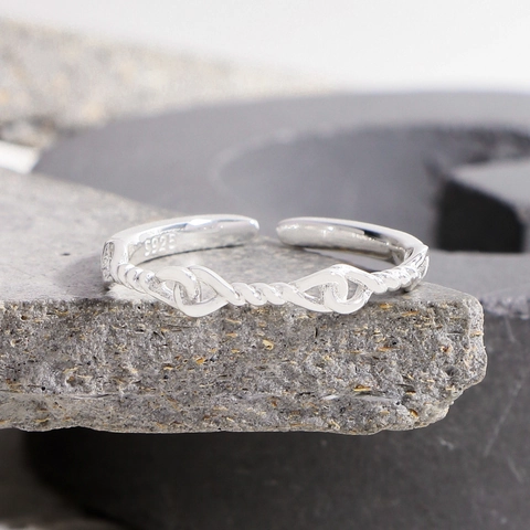 925 Sterling Silver Twisted Knot Open Ring For Women Minimalist Korean Style Light Luxury Adjustable Winding Rope Ring