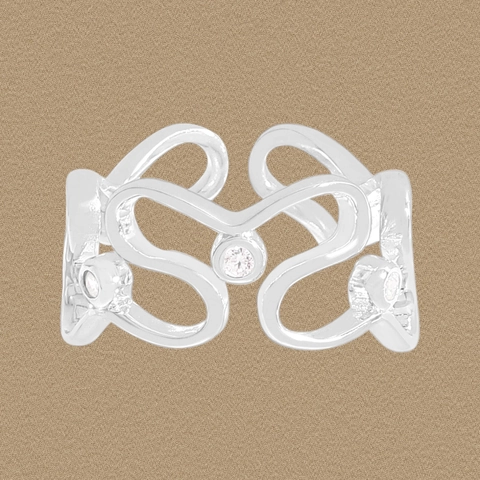 925 Sterling Zilveren Hart Ring Met Zirkonia Golf Ontwerp Verstelbare Open Ring Minimalistische Luxe Sieraden Voor Dames