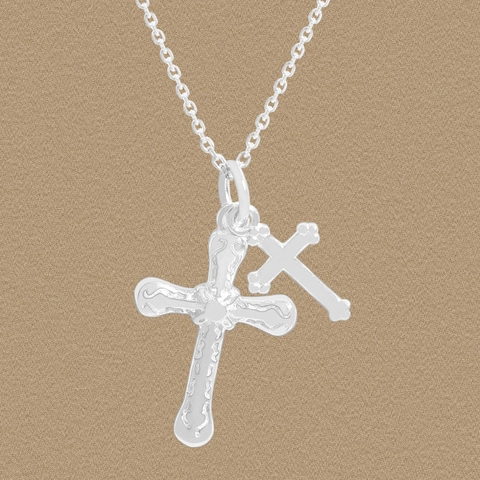 925 Sterling Silver Double Cross Pendant Necklace For Women Retro Gothic Style Clavicle Chain Fashion Jewelry Gift