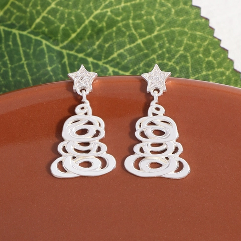 925 Sterlingsilber Weihnachtsbaum Ohrstecker Für Damen Koreanische Ins Leichte Luxus Stern Zirkonia Festlicher Ohrring Schmuck Geschenk