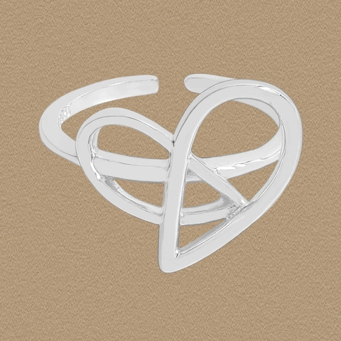 S925 Sterlingsilber Abstraktes Herz Offener Ring Für Damen Minimalistisch Unregelmäßig Hohl Geometrisch Verstellbar Schmuck