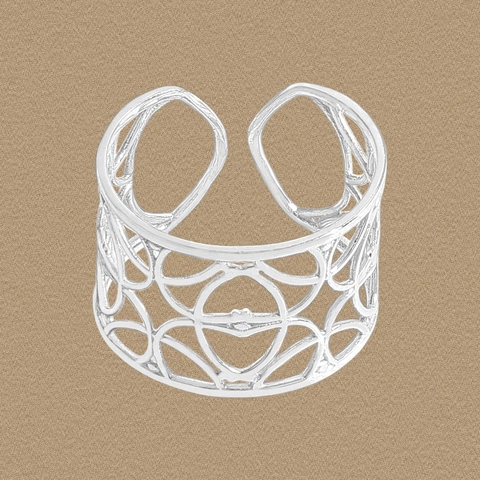 Breiter Geometrischer Hohlring Gittergeflecht Offener Ring 925 Sterlingsilber Verstellbar Vintage Schmuck Damen