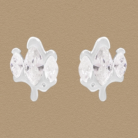 925 Sterling Silver Rhinestone Marquise Cut Stud Earrings Irregular Streamline Design Elegant Minimalist Silver Color Women Jewelry