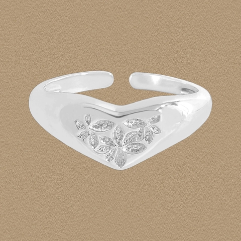 Vintage 925 Sterling Silver Heart Open Ring For Women Lava Texture Rhinestone Adjustable Finger Ring Elegant Jewelry Gift