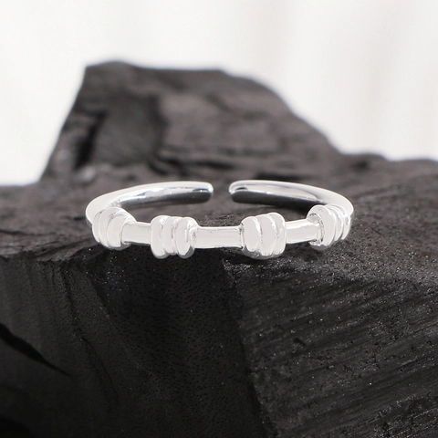 Anillo en Plata de Ley 925 Abierto Ajustable Espiral para Mujer Diseño Minimalista Geométrico Helix Banda de Plata Joyería de Moda Regalo