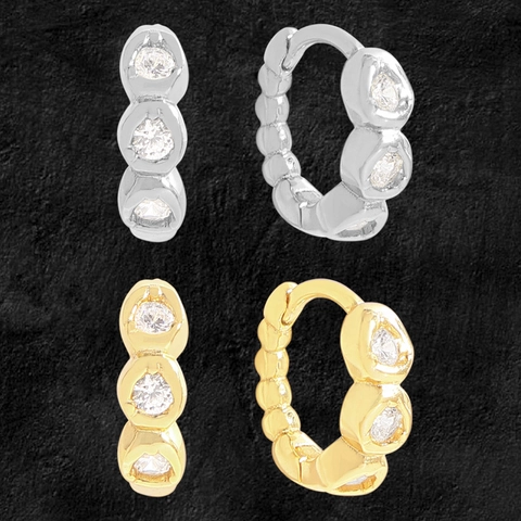 925 Sterling Ασημένια Στρογγυλά Σκουλαρίκια Huggie Hoop για Γυναίκες Μινιμαλιστικά Γεωμετρικά Σκουλαρίκια με Ζιρκόνια Δώρο