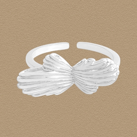 925 Sterling Silver Bowknot Ring For Women Irregular Pleated Texture Open Adjustable Finger Ring Korean Fashion Jewelry