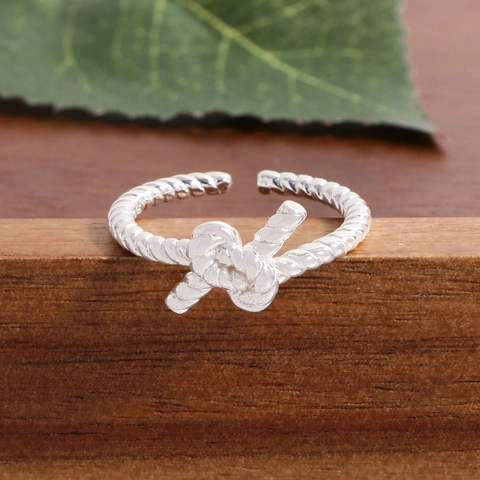 S925 Sterlingsilber Twist Knoten Offener Ring Für Damen Minimalistisch Koreanischer Stil Verstellbarer Fingerring Schmuck Eleganter Knotenring