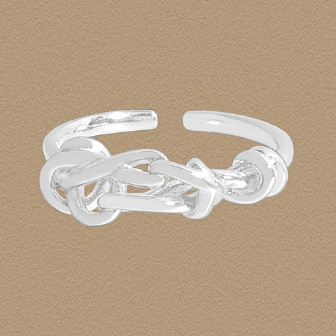 Anello Aperto Intrecciato Irregolare in Argento Sterling S925 per Donna Cinturino Geometrico Torto Regolabile Minimalista Regalo Gioielli
