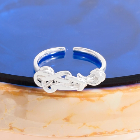 Anello Aperto Intrecciato Irregolare in Argento Sterling S925 per Donna Cinturino Geometrico Torto Regolabile Minimalista Regalo Gioielli