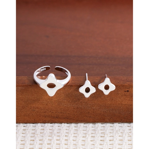 925 Sterling Silver Hollow Star Stud Earrings For Women Minimalist Geometric Starburst Jewelry Accessory Gift