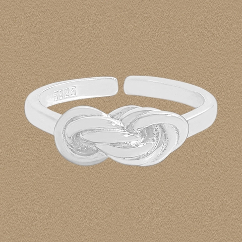 Anello Aperto in Argento Sterling S925 Multistrato Incrociato Intrecciato da Donna Minimalista Nodo Regolabile Gioielli Moda Regalo