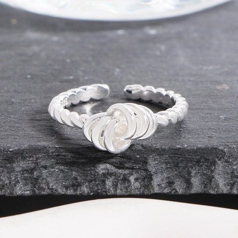 Minimalistisch 925 Sterlingsilber Gedreht Knoten Offen Ring Für Damen Galvanisiert Verstellbar Fingerring Vintage Schmuck