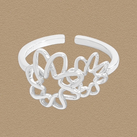 925 Sterlingsilber Hohl Geschnitten Unregelmäßiges Netz Blumen Ring Für Damen Koreanisches Nischendesign Offener Verstellbarer Ring