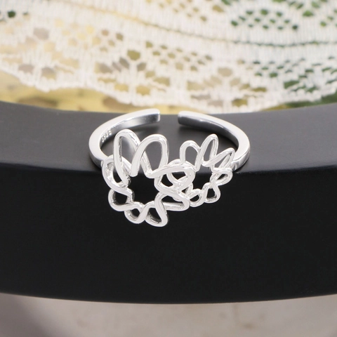 925 Sterlingsilber Hohl Geschnitten Unregelmäßiges Netz Blumen Ring Für Damen Koreanisches Nischendesign Offener Verstellbarer Ring