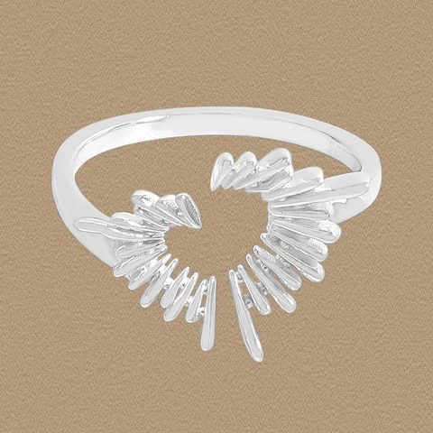 925 Sterling Silver Ring Heart Shape Irregular Light Beam Design Adjustable Open Minimalist Niche Jewelry For Women