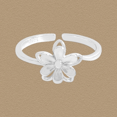 925 Sterling Silver Flower Open Ring For Women Minimalist Korean Style Rhinestone Double Layer Adjustable Finger Ring Jewelry