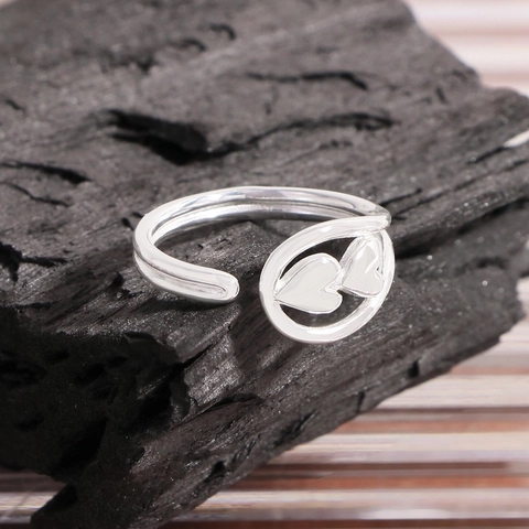 925 Sterlingsilber Herz Offener Ring Verstellbar Minimalistisch Koreanischer Stil Fingerring Für Damen Einfacher Leichter Schmuck Geschenk