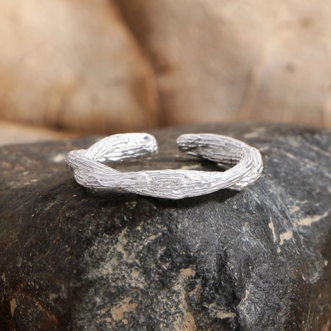 Minimalist S925 Sterling Silver Adjustable Open Ring For Women Hammered Texture Cross Design Finger Jewelry Fashion Gift
