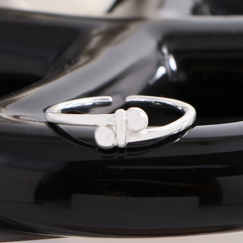 S925 Sterlingsilber Ring Offen Für Damen Minimalistisch Geometrisch Doppelperlen Verstellbarer Fingerring Koreanischer INS Stil Schmuck
