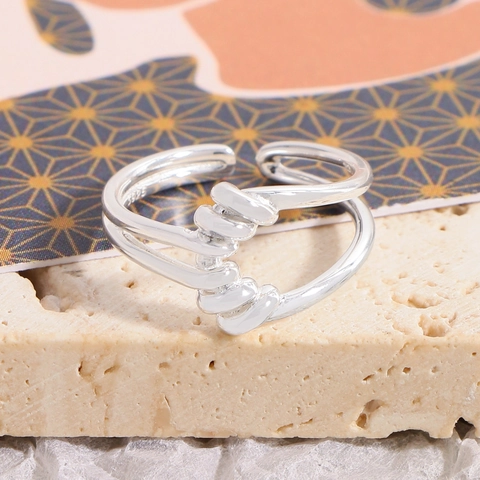 925 Sterling Silver Wrapped Wire Hollow Ring For Women Minimalist Light Luxury Adjustable Open Finger Ring Jewelry Gift