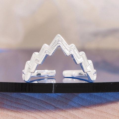S925 Sterlingsilber Ring Minimalistisch Geometrisches Gebirge V-Form Unregelmäßig Öffnung Verstellbar Ins Stil Ring Schmuck Geschenk Damen