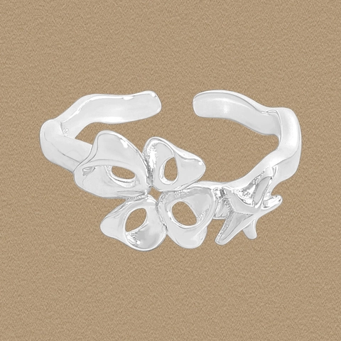 925 Sterling Zilver Hart Ster Open Ring Voor Vrouwen Minimalistisch Verstelbaar Opengewerkte Bloem Zeester Vingering Sieraden