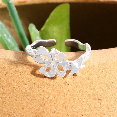 925 Sterling Zilver Hart Ster Open Ring Voor Vrouwen Minimalistisch Verstelbaar Opengewerkte Bloem Zeester Vingering Sieraden
