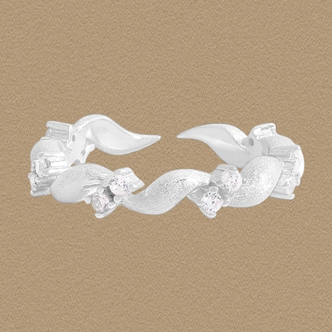 925 Sterlingsilber Gedrehte Welle Zirkonia Offener Ring Für Damen Gebürstet Matt Verstellbar Mode Luxus Fingerschmuck