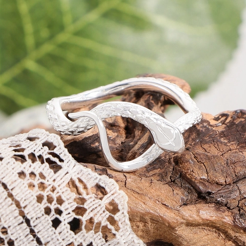 Anello a Serpente in Argento Sterling 925 Aperto Regolabile Design con Squame Texturizzate Vintage Minimalista Gioielli Donna Personalizzati