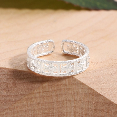 925 Sterlingsilber Ring Gehammte Textur Verstellbar Damen Minimalistisch Geometrisch Fingerring Koreanische Mode Schmuck Geschenk