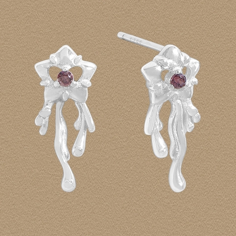 Individueller Trend Geschmolzenes Fluid Stern Ohrstecker Mit Zirkonia 925 Sterlingsilber Ohrstecker-Stift Für Damen Schmuck