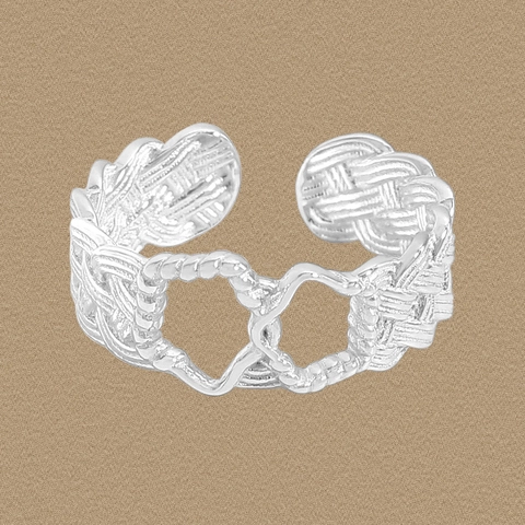 925 Sterlingsilber Offener Ring Für Damen Doppelherz Verflochtene麻花 Gewebte Textur Verstellbarer Fingerring Schmuck Geschenk
