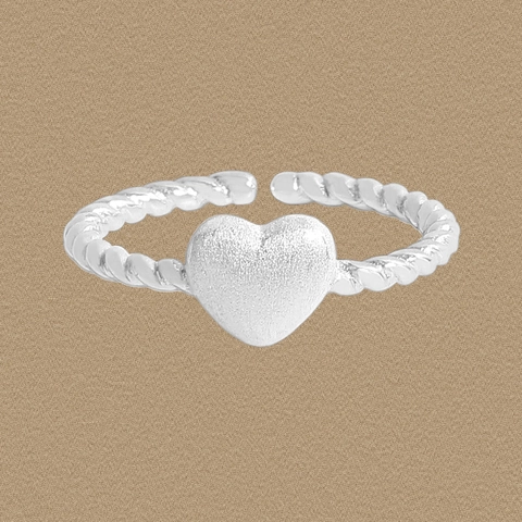 S925 Sterlingsilber Ring Im Koreanischen Stil Gedrehtes Seil Offener Ring Für Damen Herzform Minimalistisch Verstellbar Ring