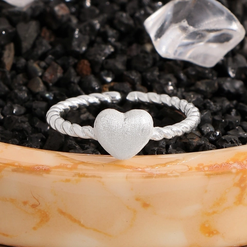 S925 Sterlingsilber Ring Im Koreanischen Stil Gedrehtes Seil Offener Ring Für Damen Herzform Minimalistisch Verstellbar Ring