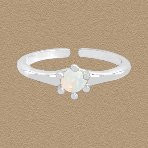 S925 Sterlingsilber Runder Opal Offener Ring Für Damen Minimalistisch Verstellbarer Koreanischer Stil Fingerschmuck Geschenk