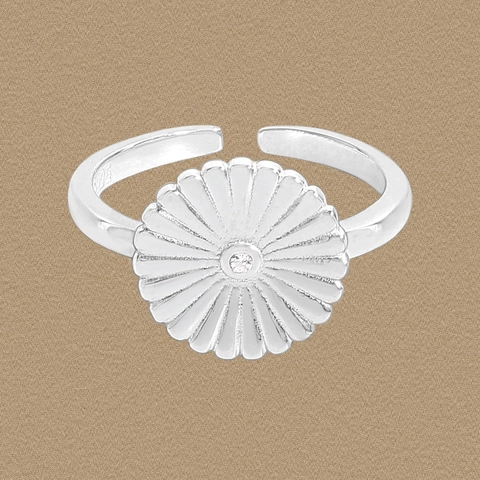Anillo Abierto De Flor De Margarita De Plata De Ley S925 Para Mujer Elegante Anillo De Estrás Ajustable Joyería De Moda Regalo