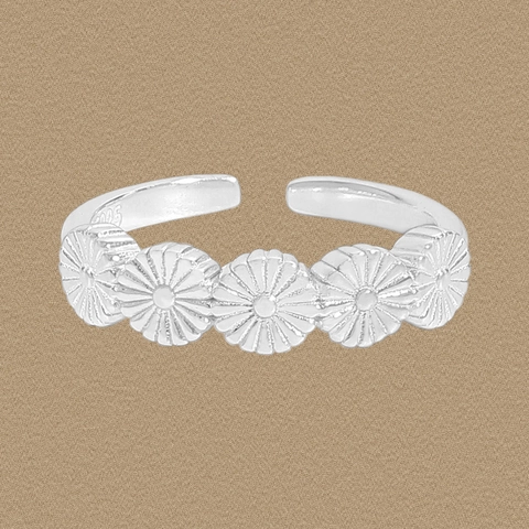 S925 Plata de Ley Anillo Abierto Ajustable Flor de Margarita para Mujer Minimalista Estilo Coreano Ins Joyería Regalo
