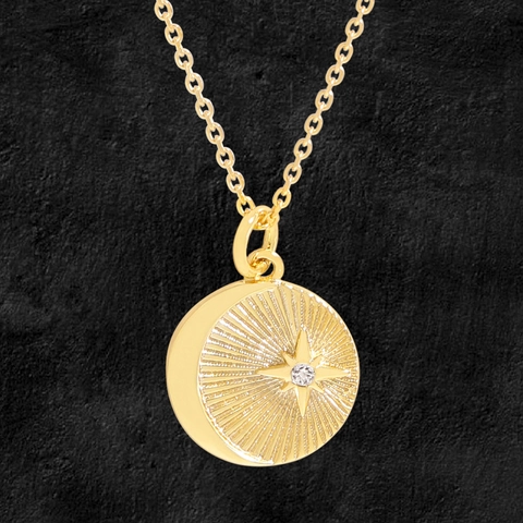 Sterling Silver Eight-pointed Star Pendant Necklace Gold Plated Rhinestone Clavicle Chain For Women Fashion Jewelry Gift