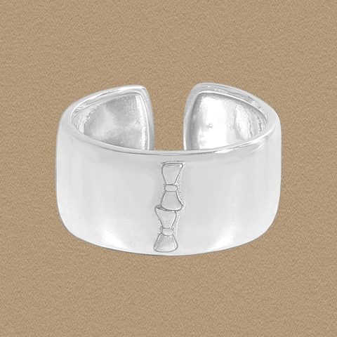 925 Sterling Silver Bowknot Wide Band Open Ring Minimalist INS Style Adjustable Elegant Jewelry For Women Daily Dating Finger Accessory