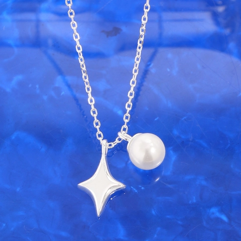 Collana con Perle e Stelle in Argento Sterling S925 per Donna Minimalista Stile Ins Catena Argento Pendente a Stella Gioielli