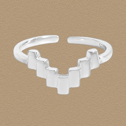 925 Sterling Zilver V-Vorm Geometrische Open Ring Voor Vrouwen Minimalistisch Onregelmatige Pixel Stijl Verstelbare Ring Sieraden