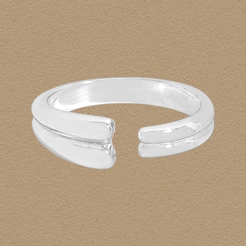 Anillo Abierto Gota de Agua de Doble Capa de Plata de Ley 925 Minimalista Anillo Ajustable Geométrico Joyería para Mujer Regalo