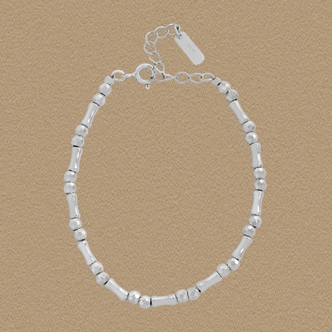 925 Sterling Silber Bambusgelenk Perlen Armband Für Damen Minimalist Handgemacht Nischen Design Facettierte Perlen Schmuck Geschenk